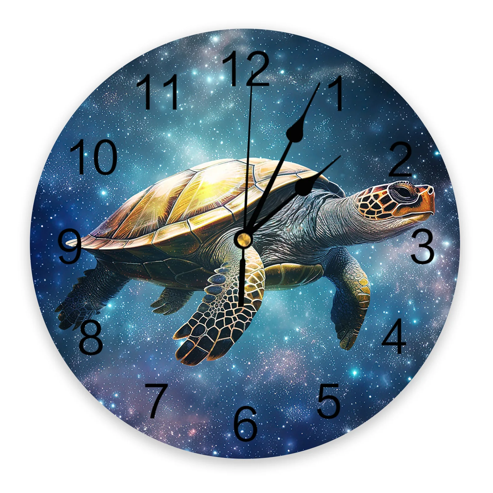 Turtle Stars Milky Way Wall Clock Silent Digital Clocks for Home Bedroom Kitchen Decoration Hanging Watch