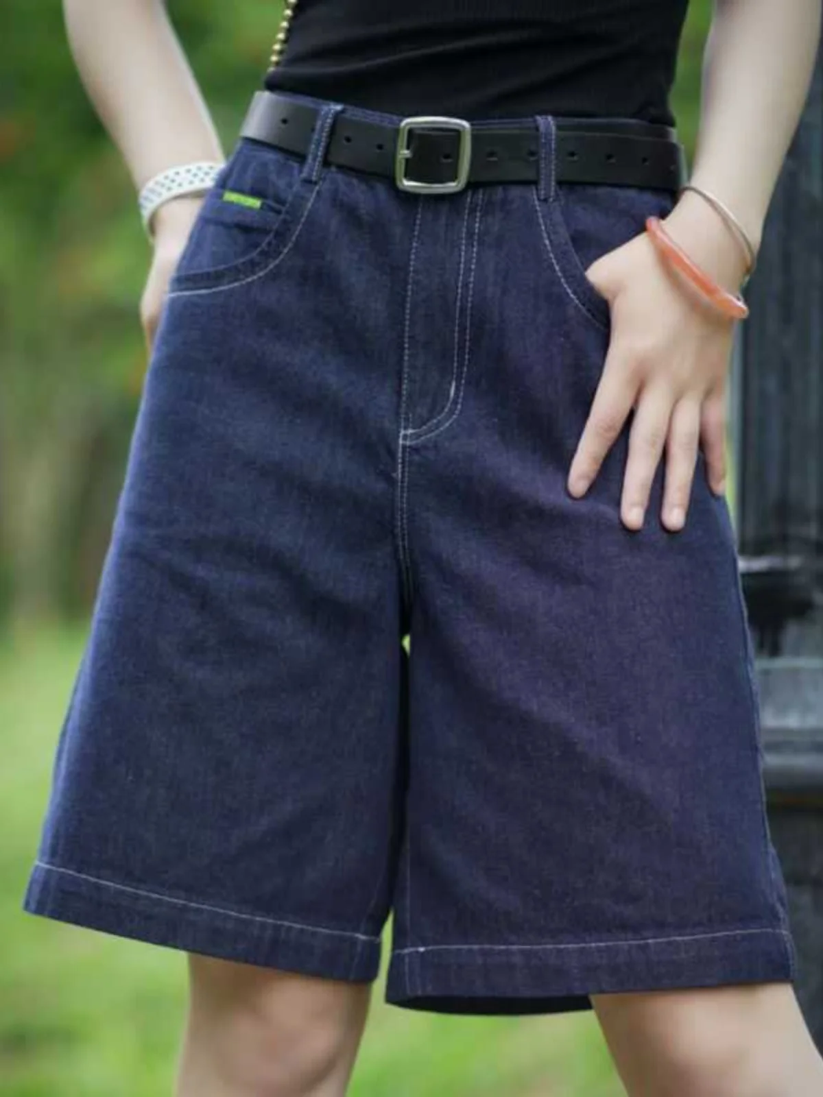 

Джинсовые женские летние тонкие брюки с высокой талией, прямые широкие брюки пяти четвертей, модные синие джинсы, высокая износостойкость