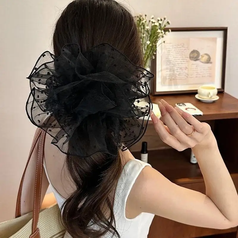 

Fashion Big Scrunchies Girls Black Hairties Ponytail Hold For Bun Hairstyle Hair Bands Hair Accessories For Women Headwear
