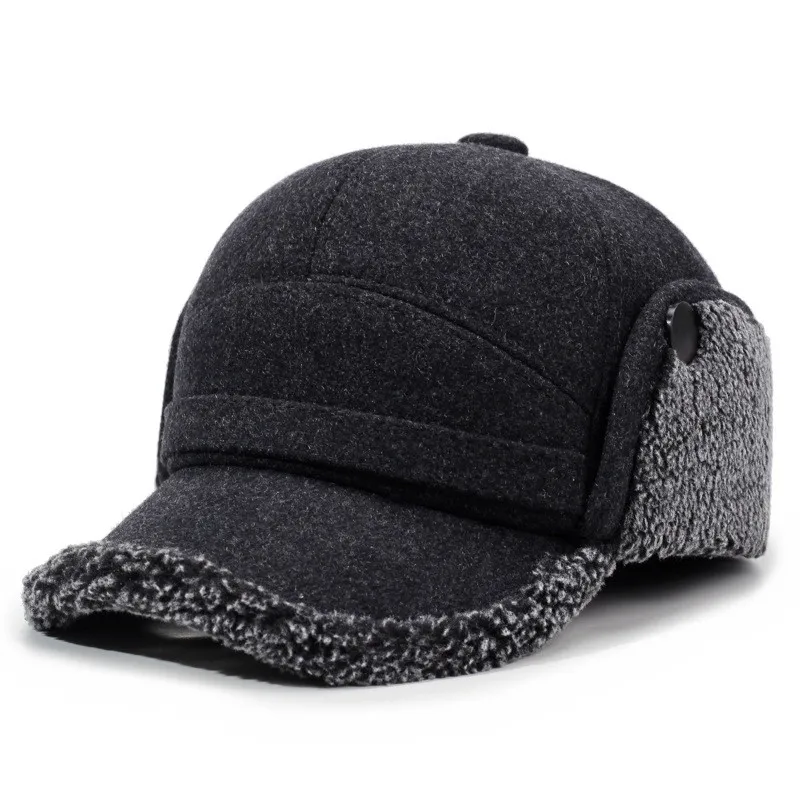 New Winter Plush Thickened Warm Bomber Hats For Men Windproof Coldproof Earmuffs Caps Cycling Riding Cap Dad's Cotton Hat