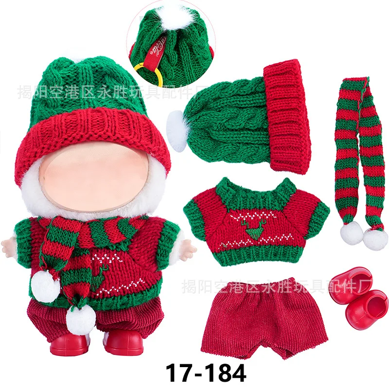 Christmas Doll Clothes outfit for 17cm Plush Toys Pop Mart Labubu Compatible with BJD Outfit Ready to Ship Xmas Gift