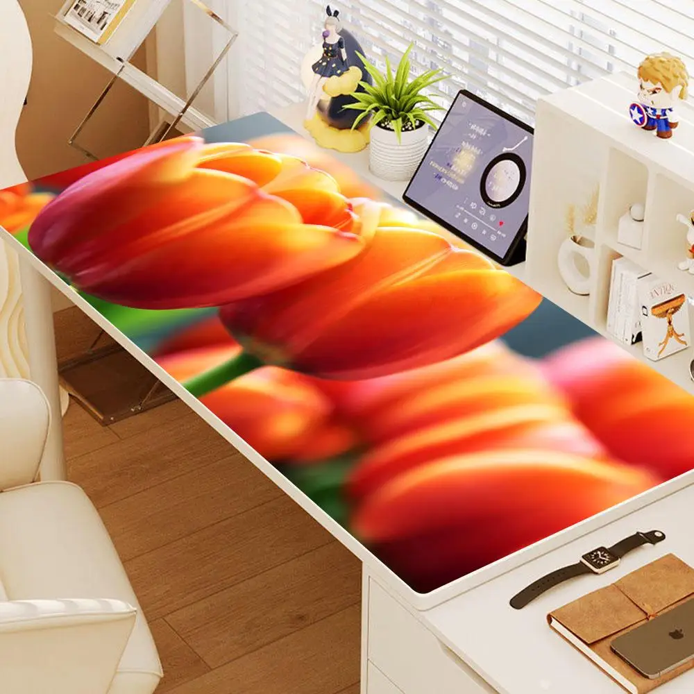 tulip Mouse Pad 600x300mm anime Mouse Mat Office Natural Rubber Carpet Desktop Mouse Pad Mousepad Gamer Home Custom HD Print Mou