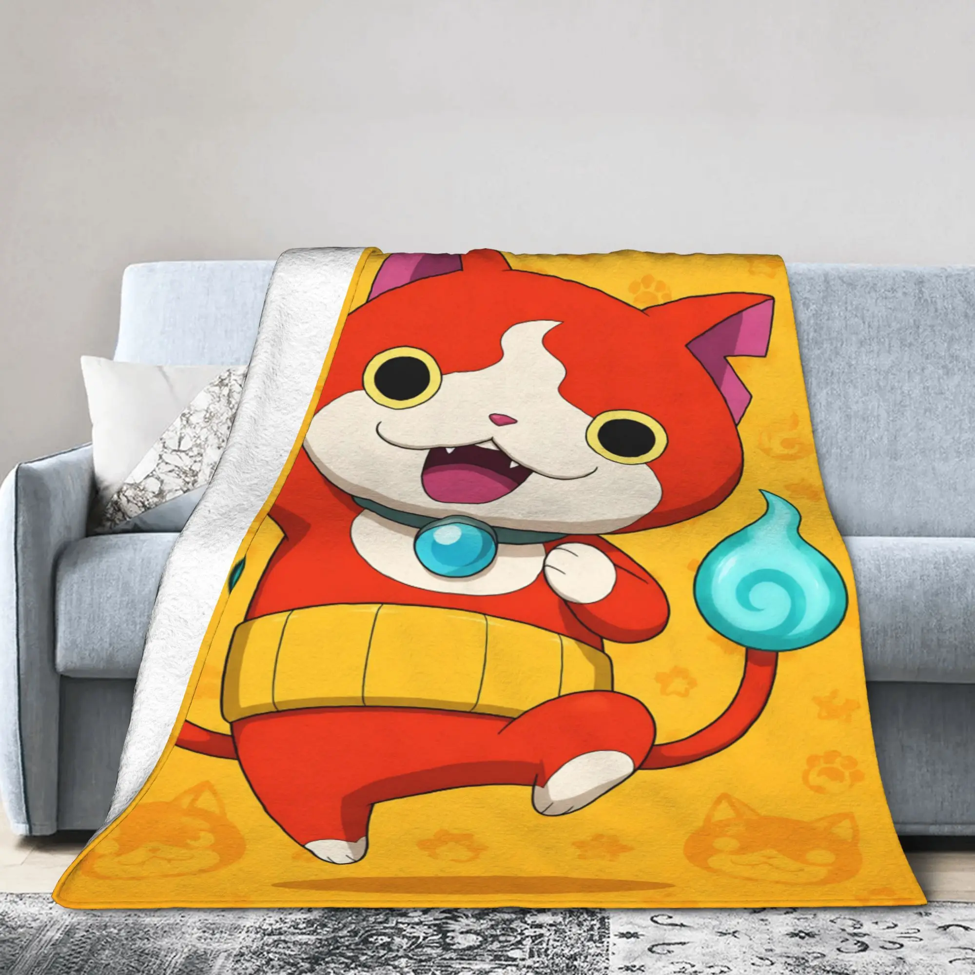 Yokai Watch Game Blankets Coral Fleece Plush Spring/Autumn Jibanyan S Breathable Soft Throw Blankets for Sofa Couch Quilt