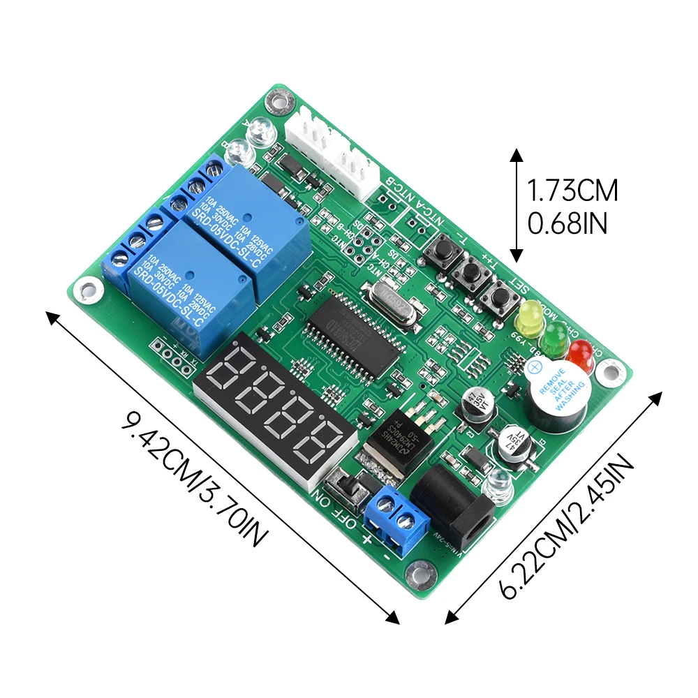 DC 5-24V High Precision Digital Display Intelligent Temperature Controller 0.36inch 4bit Digital Tube Waterproof Sensor Probe 1M