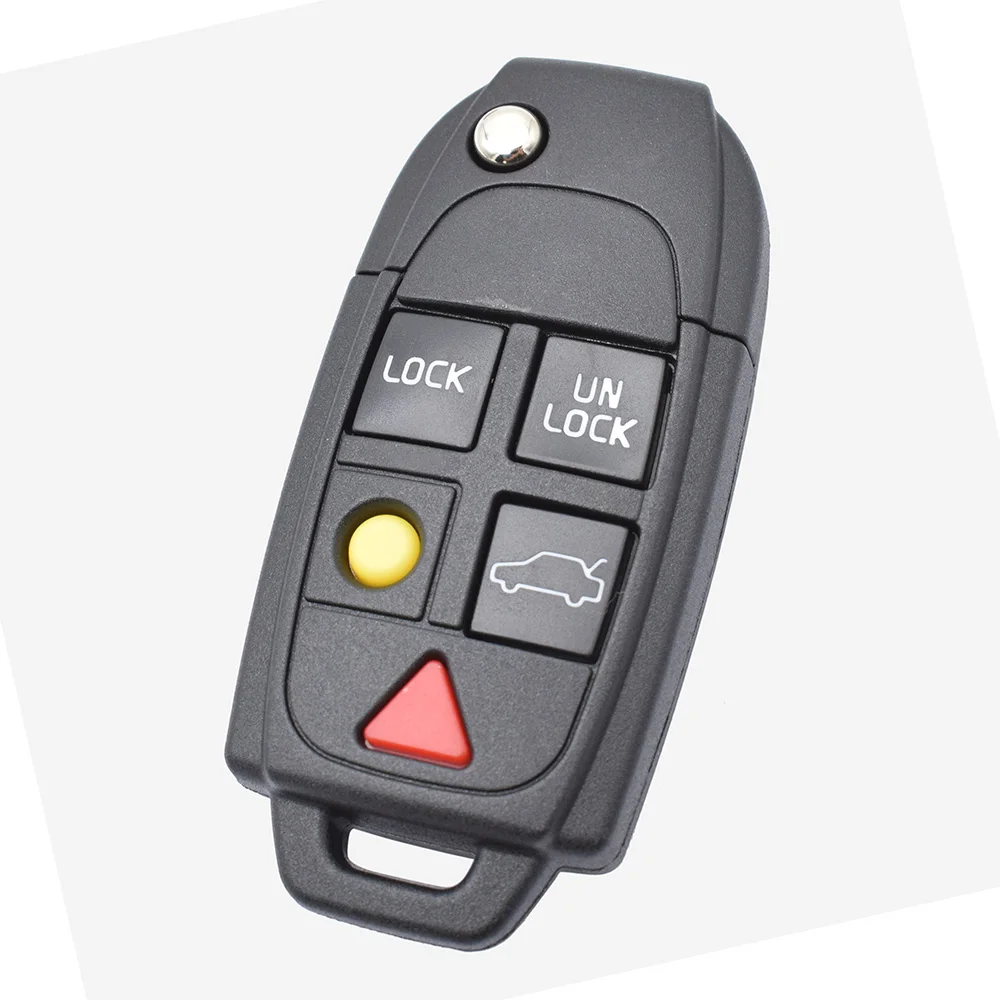 Car Remote Key Shell Case For VOLVO S60 S80 V70 XC70 XC90 Replacement Fob Case 5 Button with Uncut Blade 2004 - 2009