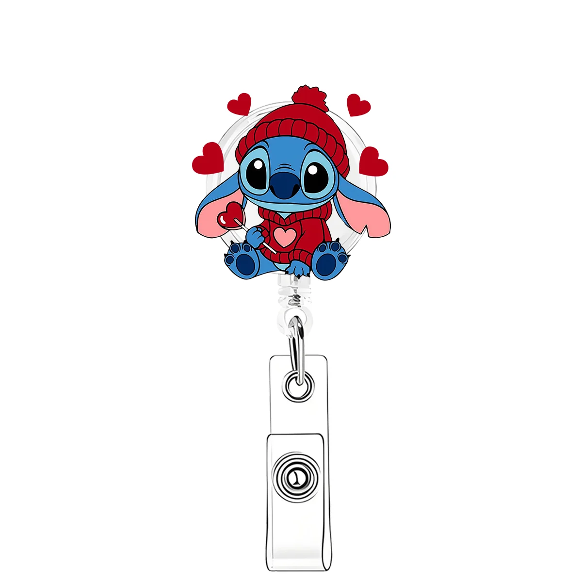 Disney Cute Stitch Acrylic Badge Scroll for ID Card, Student Doctor Nurse Gift, Office Use with Scalable Accessory
