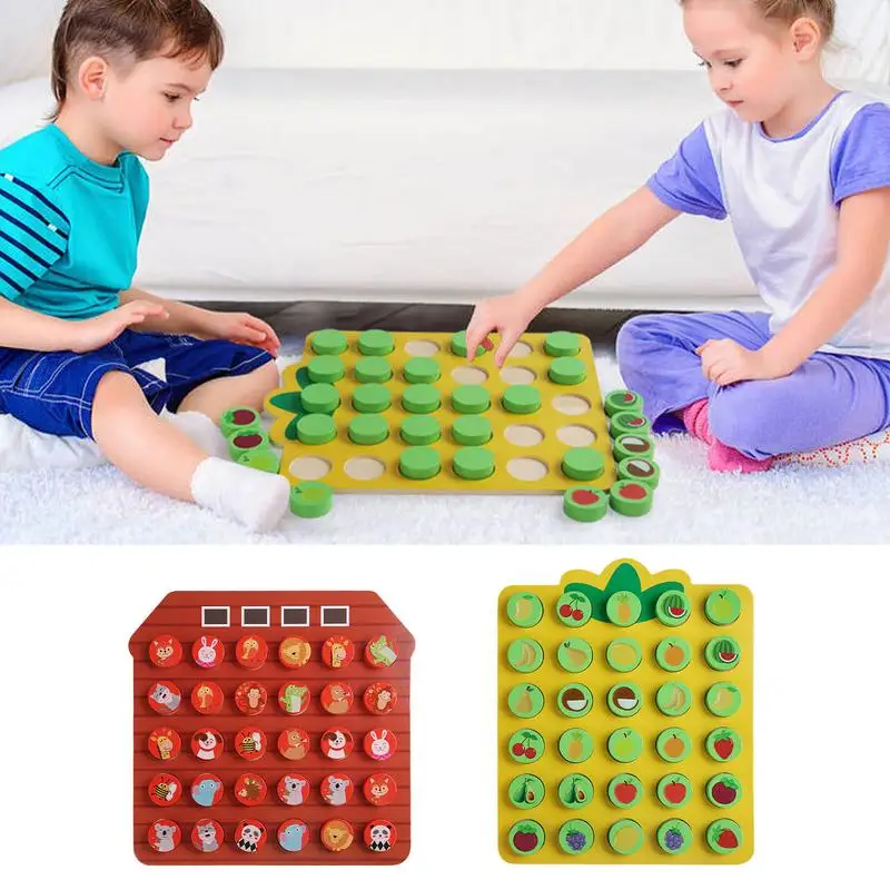 Wooden Memory Chess Board Game Cartoon Learning Memory Game Chess Lovely Memory Training Pair Game Chess For Child-Parent