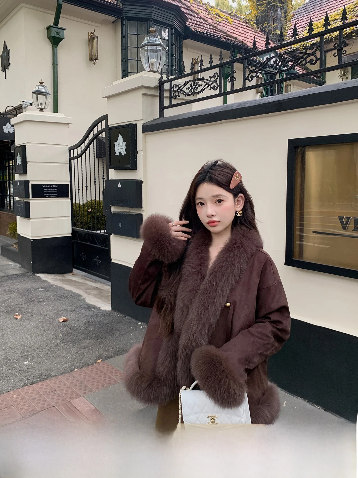 

Romantic Medieval Fur Coat Women's ort down Jaet Goose Feather Warmth Youth Casual V-ne Thi Long Sve Cold Proof
