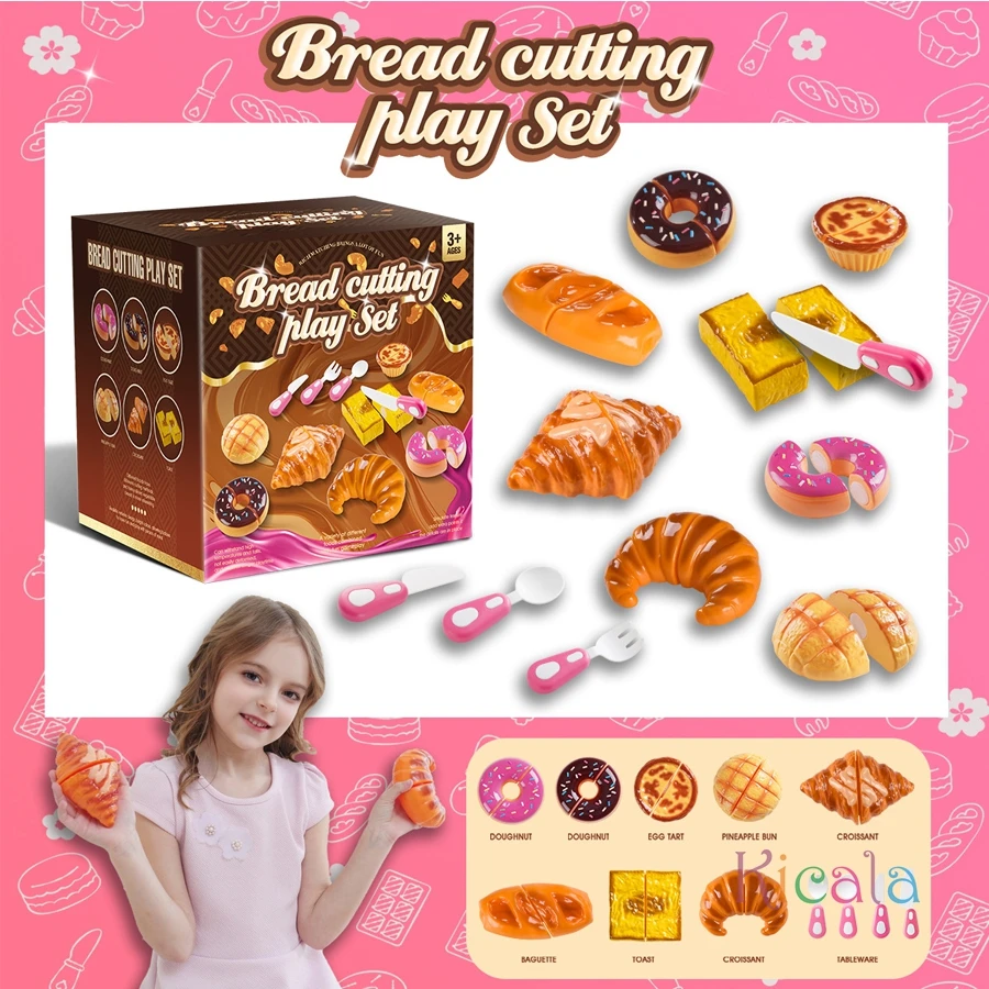 Maison de jeu, jouets de coupe de pain, Simulation de nourriture, Dessert, jouet de cuisine ABS coloré pour filles, cadeau d'anniversaire et de noël