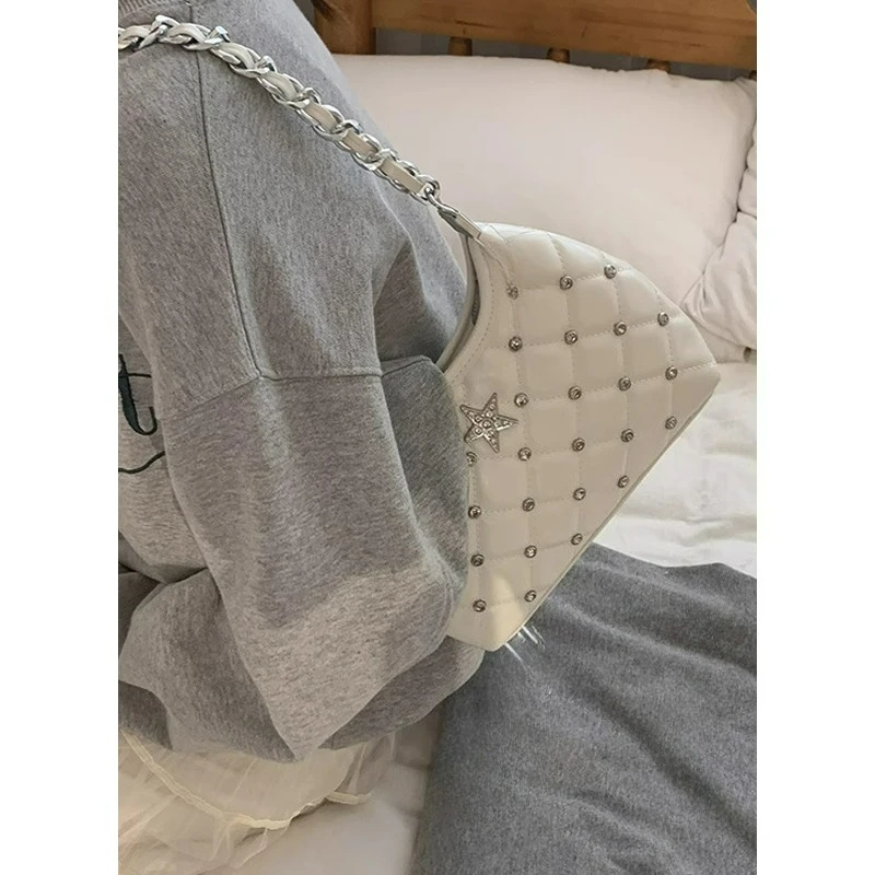 

Diamond Grid Chain One Shoulder Underarm Bag Women's 2025 New Summer Fashionable Versatile Ins Crossbody Bags