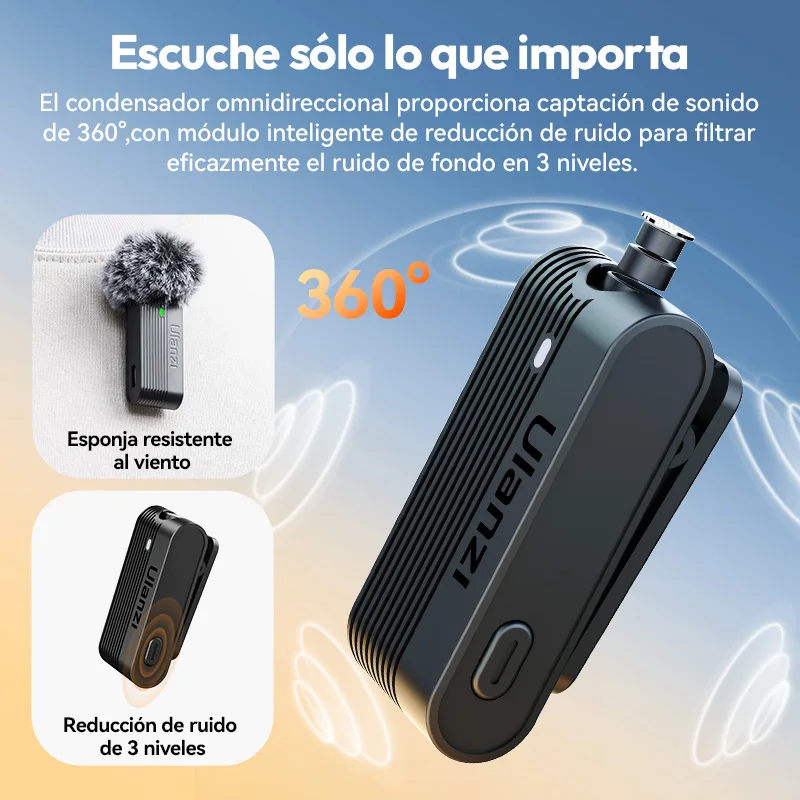 Micrófono inalámbrico de solapa para smartphone Ulanzi A100 para iPhone 16 15 Xiaomi Samsung Dji Action 5 4 3 2 OSMO Pocket 3 SONY 2