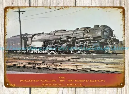 garage wall decor 1989 Norfolk and Western railway train railroad metal tin sign