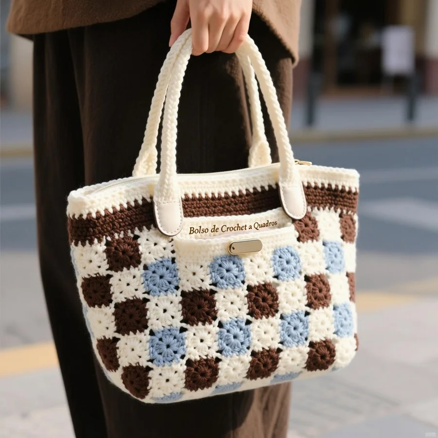 ¿Cómo combinar un bolso de crochet a cuadros?