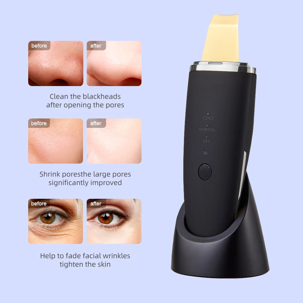 

24K Ultrasonic Skin Scrubber IXP5 Waterproof Low Noise Light Therapy EMS Face Lifting Ultrasonic Face Cleaner Peeling Machine