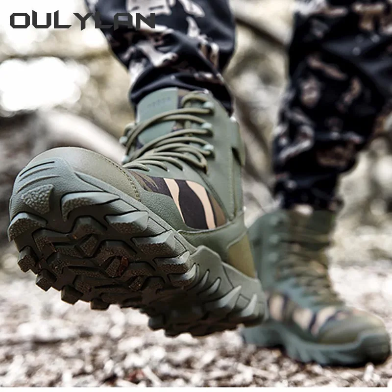 Outdoor High Style Tactical Boots Men Climbing Military Hiking Boots Male Desert Ankle Boots Large Size Camping Training Shoes