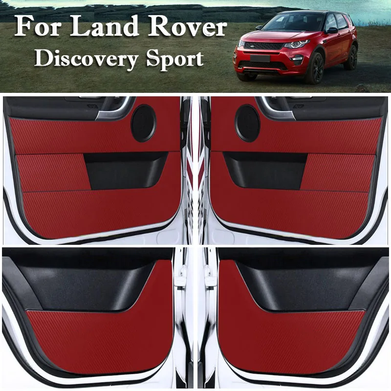 Car Inner Door Protector Mat Carbon Fiber Texture Stickers For Land Rover Discovery Sport 2016 - 2019 Accessories Anti-Dirty