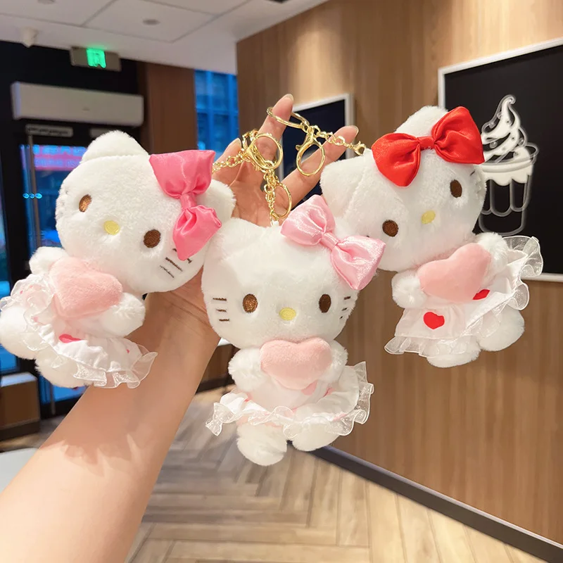 Lindo Sanrio Hello Kitty llavero de juguete de peluche pareja mochila colgante llavero de coche mejor amiga niña cumpleaños regalos de navidad