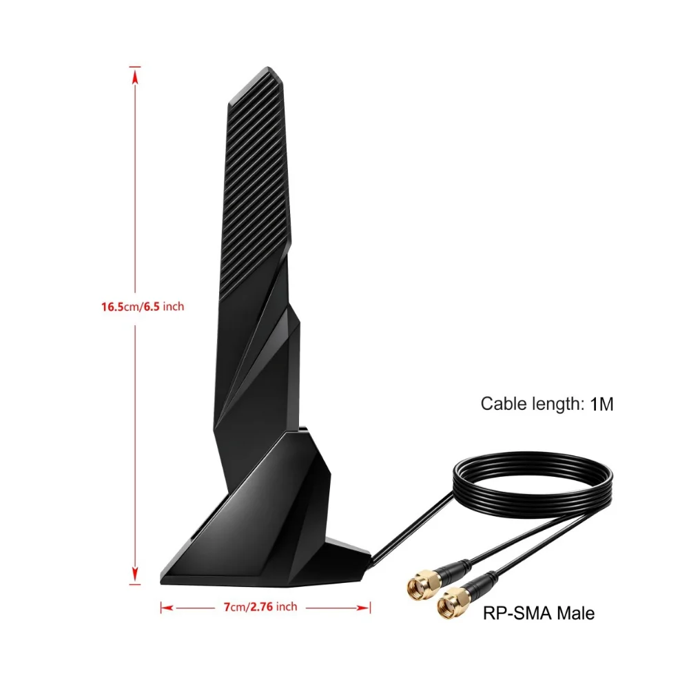 External 2.4G/5G/6GHz Wi-Fi 6 Tri-Band Magnetic Base Foldable Antenna RP-SMA Signal Boost for PCIE Adapter Wireless Router