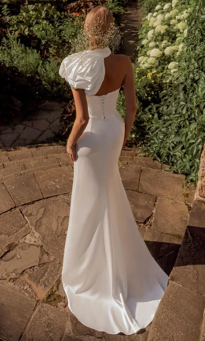 فستان حفلة موسيقية من الساتان بكتف واحد مع غمد زهرة ثلاثية الأبعاد بفتحة حورية البحر للحفلات المسائية فساتين حفلات طويلة أنيقة