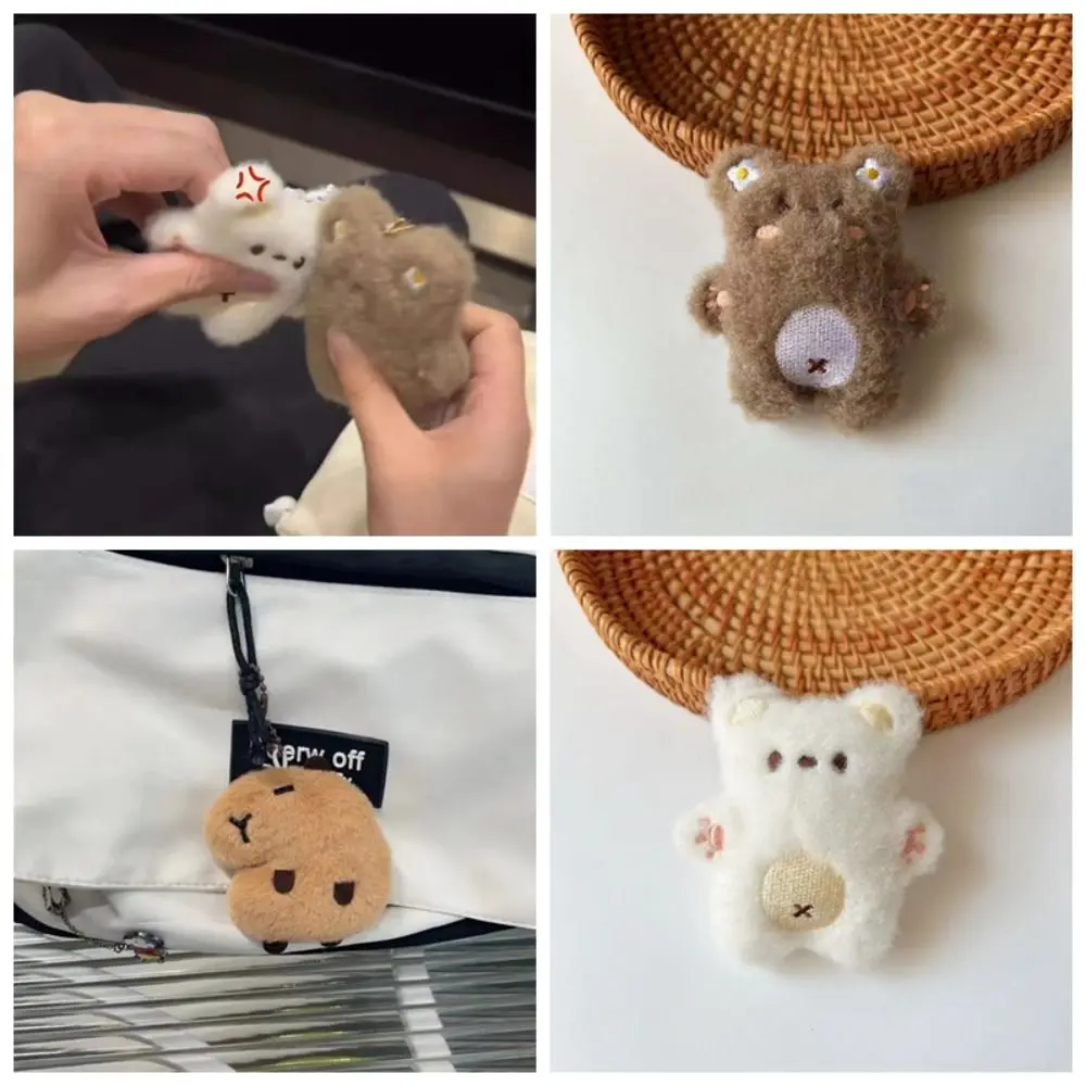 Lovely Soft Squeeze Bear Plush Keychain Plush Stuffed Cartoon Squeak Bear Pendant Toys Keyring Plush Stuffed Toys Bag Hanging