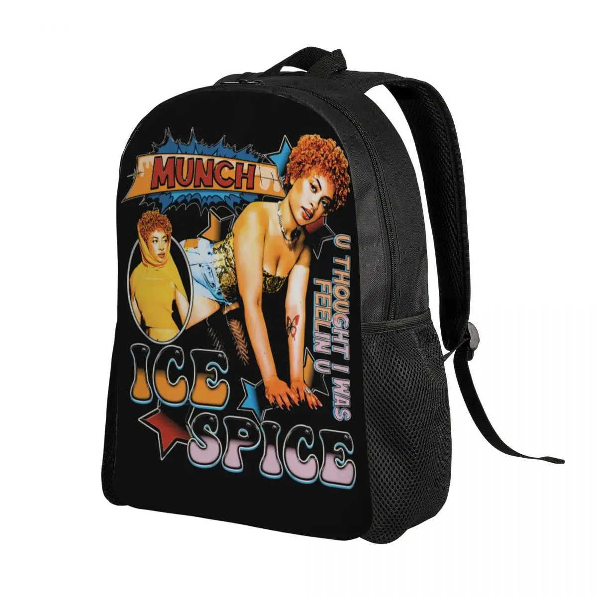 Custom Ice Spice Collage Hiphop Music Rap Backpacks for Men Women Water Resistant College School Bag Print Bookbag