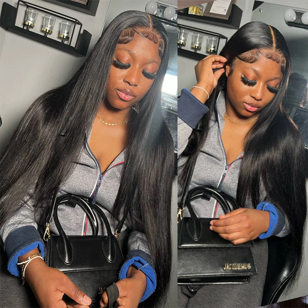 

Парик из натуральных волос Реми, 30-40 дюймов, 200 плотности, длинный прямой, 13x4, 13x6, 360 HD, с прозрачной кружевной основой, 7x6, без клея, предварительно выщипанный