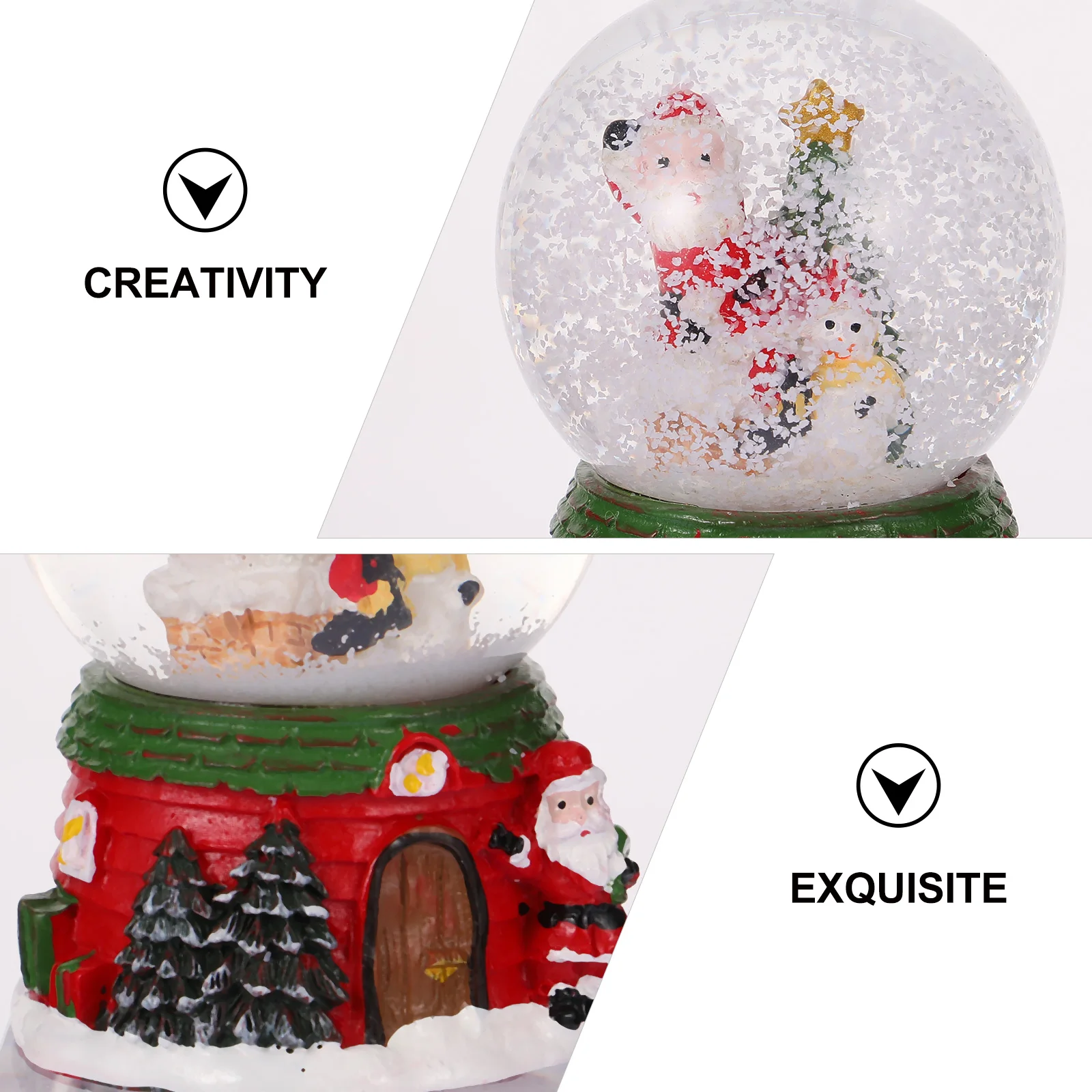 

2pcs Crystal Ball Christmas Decor Resin Snow Globe Festive Desktop Ornament For Holiday Party Gift Living Room Bedroom
