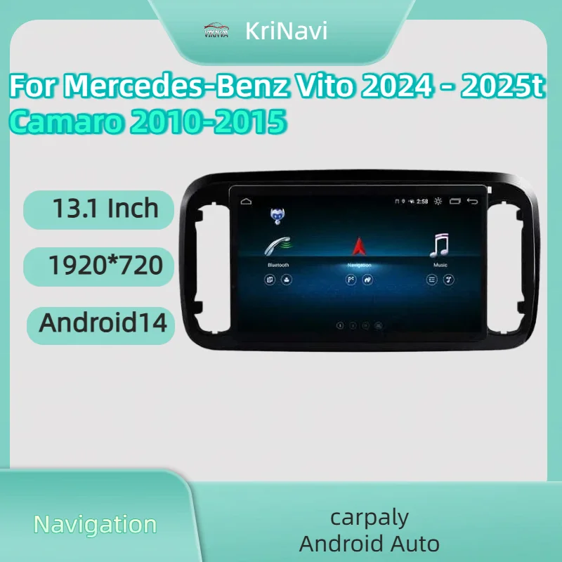

Автомобильная интеллектуальная система Android 15 с 13,3-дюймовым дисплеем для Mercedes-Benz Vito V260 W447 2024-2025: Carplay, GPS-навигация, стерео, 4G, DSP