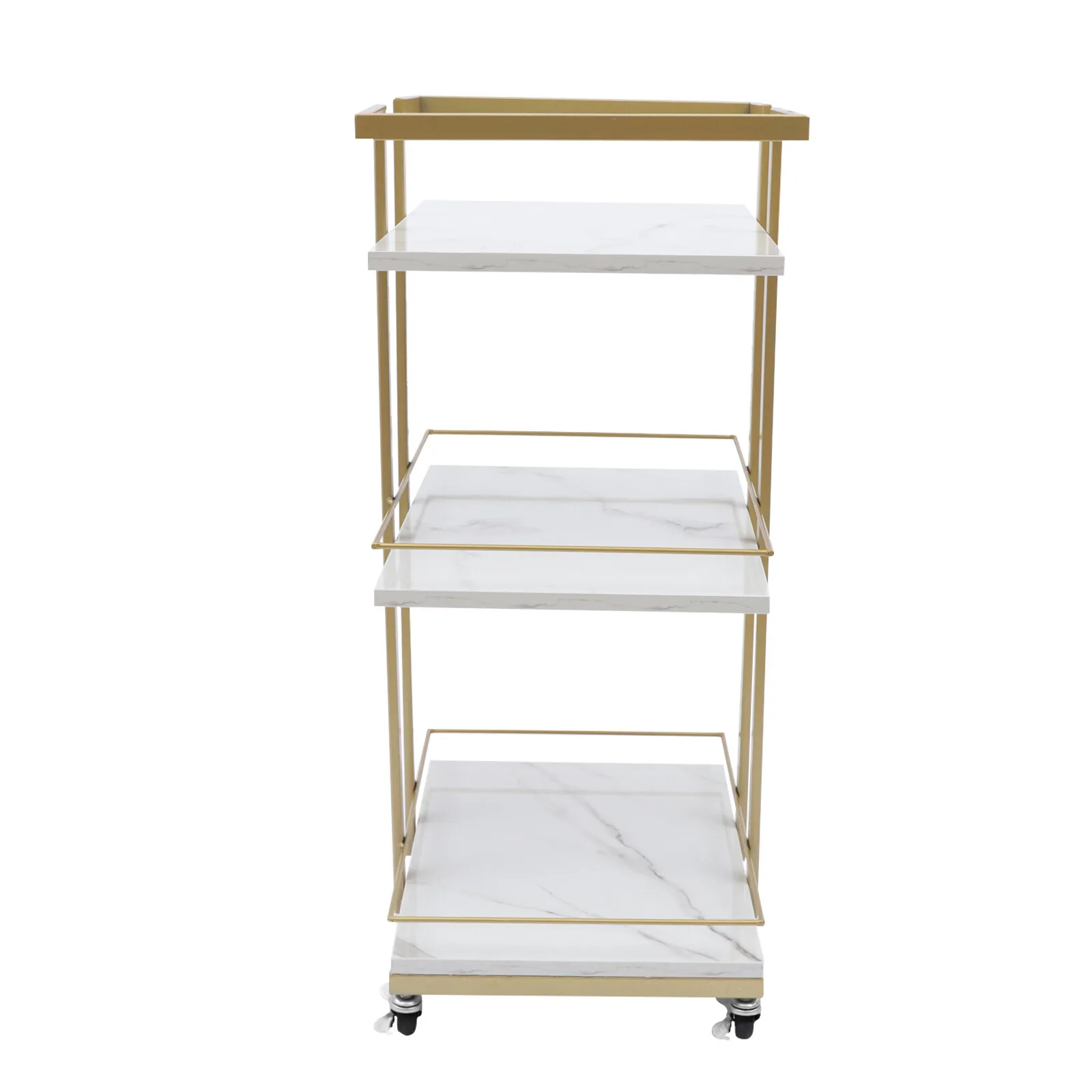 Iron Wood Utility Manicure Trolley Heightened Guardrail Metal Storage Rolling Barber Cart With wheels Kitchen Living Room Studio