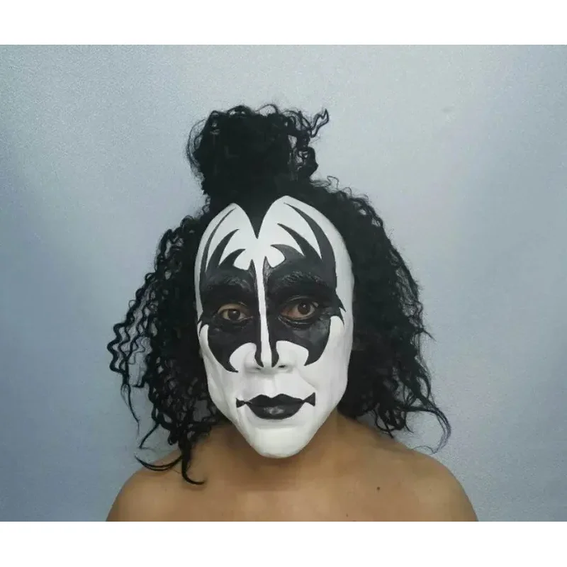 هالوين قبلة جين سيمونز الرصاص المغني اللاتكس قناع الموسيقى الكهربائية مهرجان تأثيري أقنعة الرعب فستان الحفلات الدعائم الأداء
