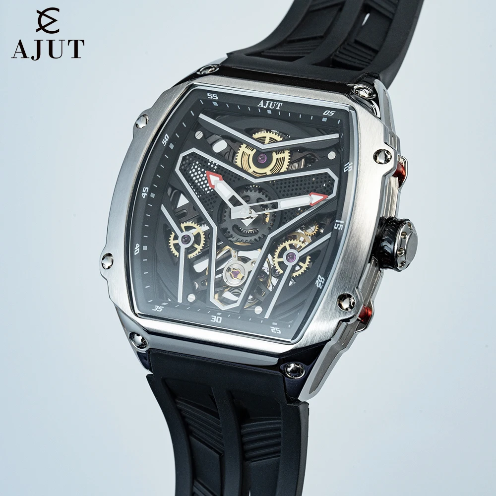 

AJUT Automatic Movement Watches for man 0581 Self-winding Mechanical Sapphire Luxury Tonneau Men's Watch Business
