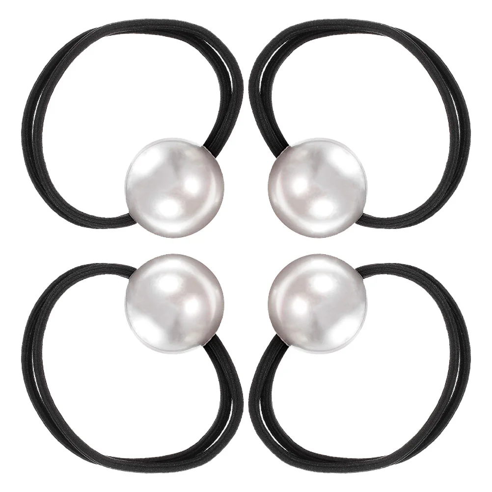 4 Pcs Pearl Ponytail Hair Rope Baby Ties Ribbon Curls French Holders Anti-pearl Elastic Toddler