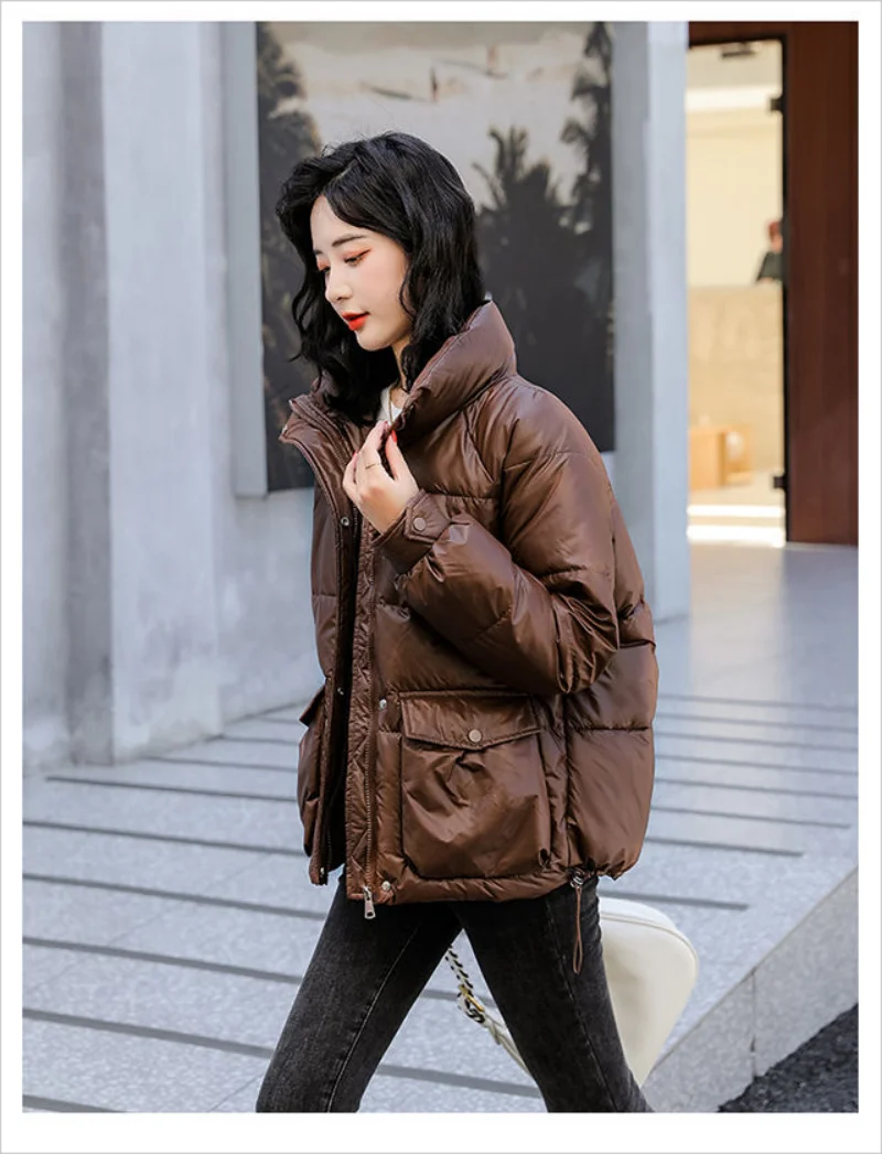 2023 new lightweight warm cotton-padded jacket ladies loose large size autumn and winter coat short cotton-padded jacket