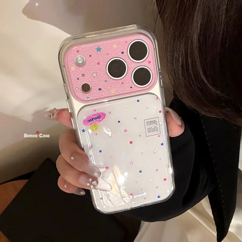 Graffiti Small Star Gold Foil Pattern Double Layer Soft TPU Shockproof Anti-drop Anti-fingerprint Phone Case for iPhone 17 Pro