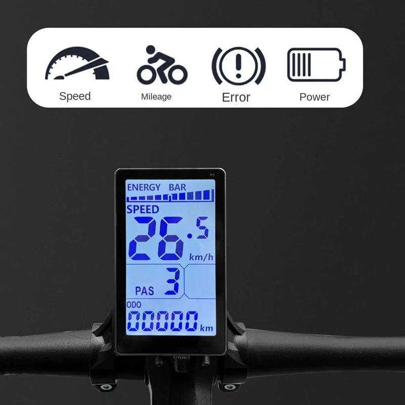 1 Piece Electric Bike LCD Meter Electric Scooter M5 LCD Panel Screen 5 Pin 24V 36V 48V 60V Universal Waterproof Connector