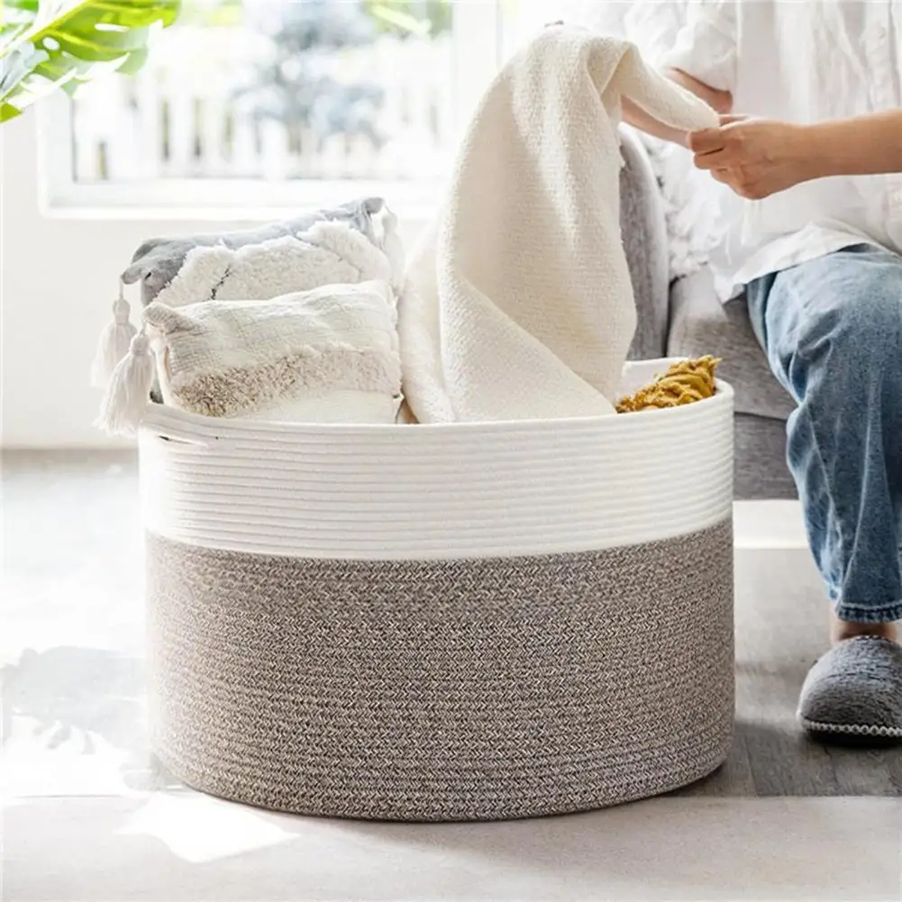 Moisture-proof Clothes Organizer Space-saving Dirty Clothes Storage Basket Braided Capacity Dirty Clothes Basket with for Toys images - 6