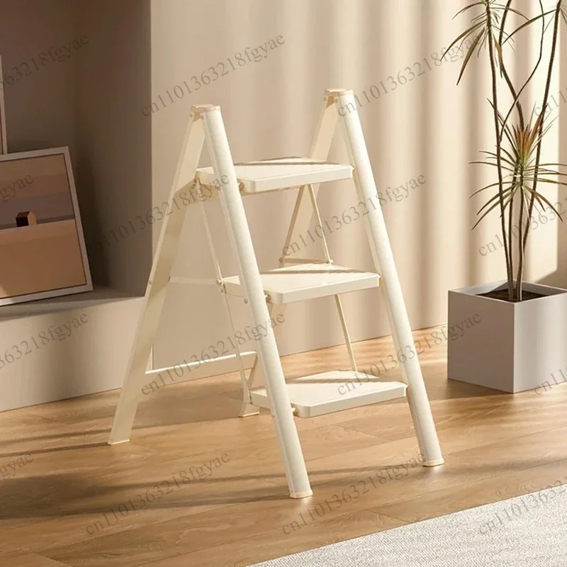 150kg Max Load Indoor Kitchen Home 3 Step Stool Round Tube Steel 2 3 4step Ladder for Adults Metal Step Ladder