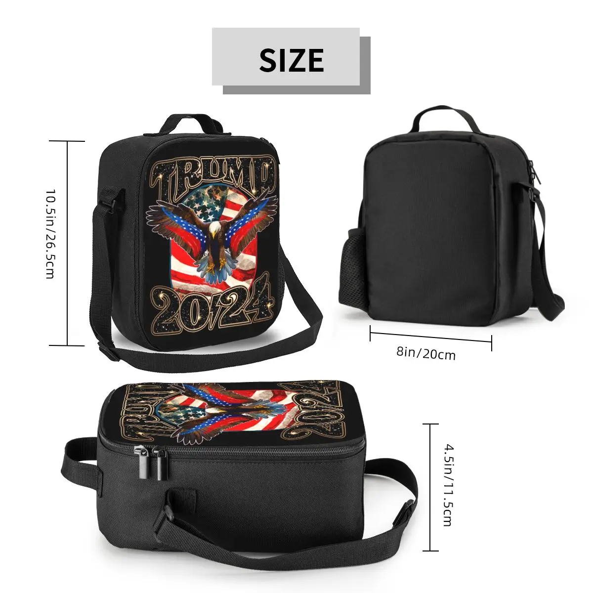 Custom Trump 2024 Eagle Lunch Bag Women Cooler Warm Insulated Lunch Box for Kids School