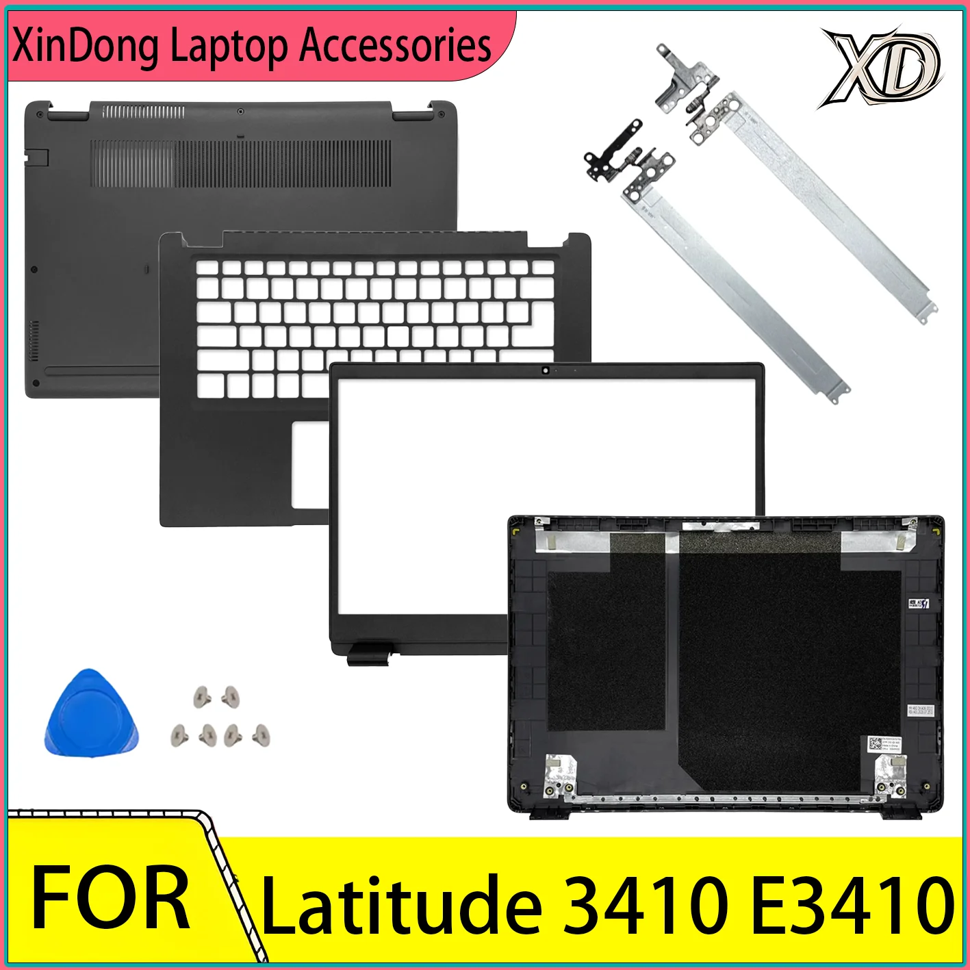 Housing Case For Latitude 3410 L3410 E3410 LCD Back Cover/Bezel/Palmrest/Bottom Cover/Hinges 0GMYC0 00MC2P 0VMY1K Black 14 inch