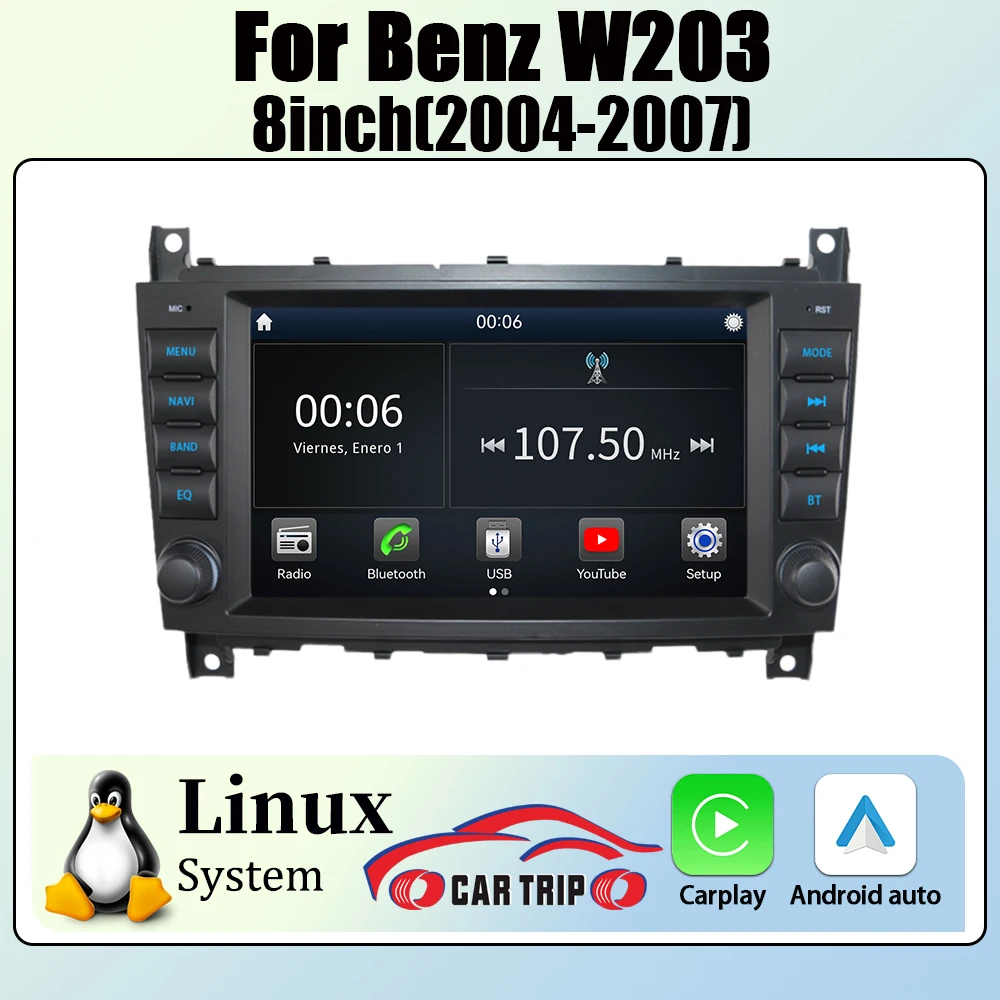 

8 "2DIN Linux авторадио стерео мультимедийный плеер для Mercedes Benz W203 W209 с Carplay Android Auto HD GPS NAV BT5 SWC RDS IPS