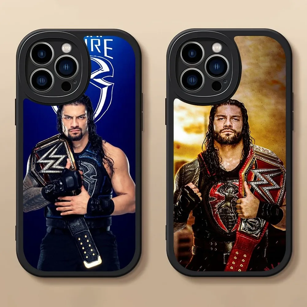 R-Roman Big Dog R-Reigns Phone Case For iPhone 14 15 11 12 13 X XR Pro MAX Plus Lens Protective Leather Soft Back Cover