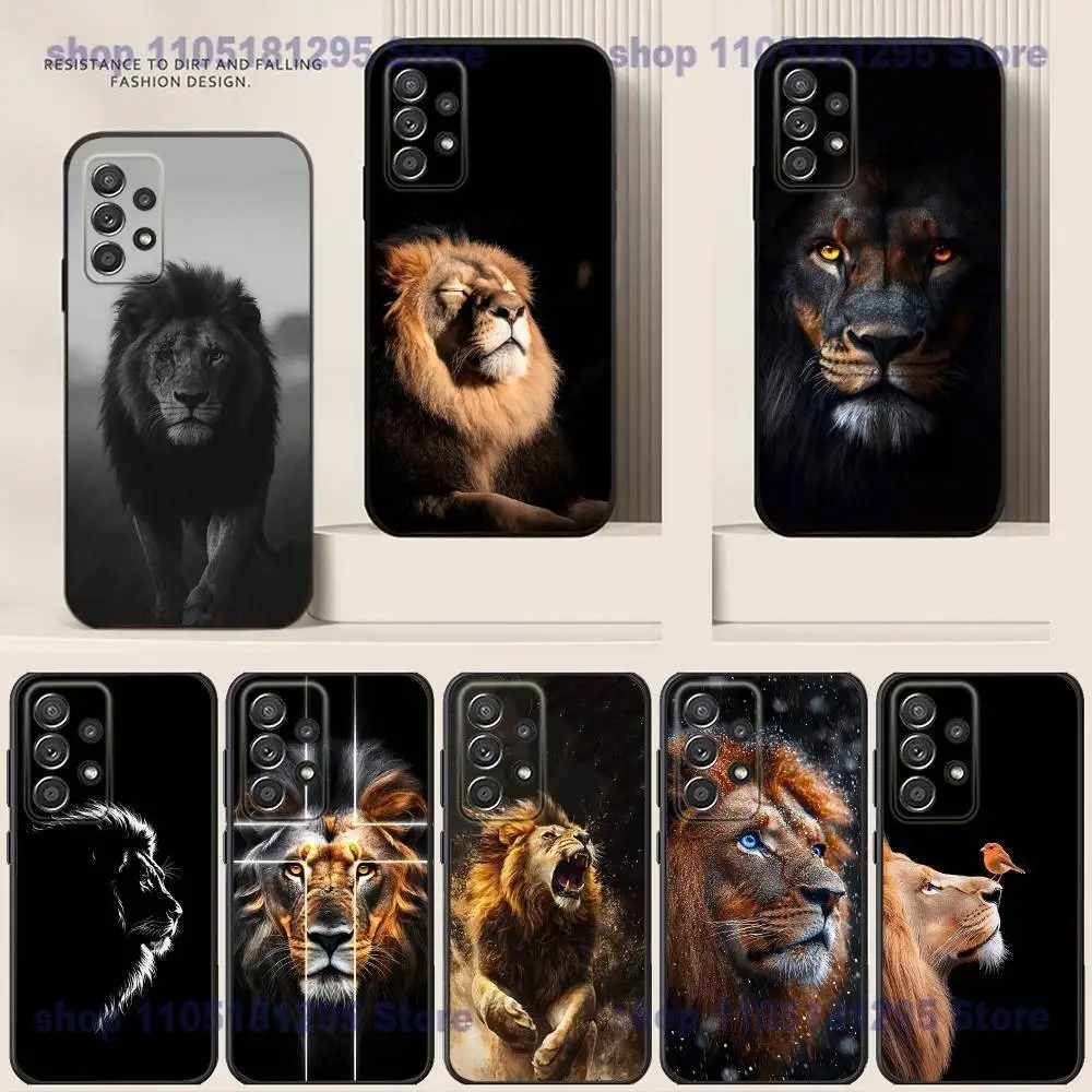 

Lion Pattern Phone Case For Samsung S25,24,21,22,23,30,Ultra,20,Plus Black soft silicone case