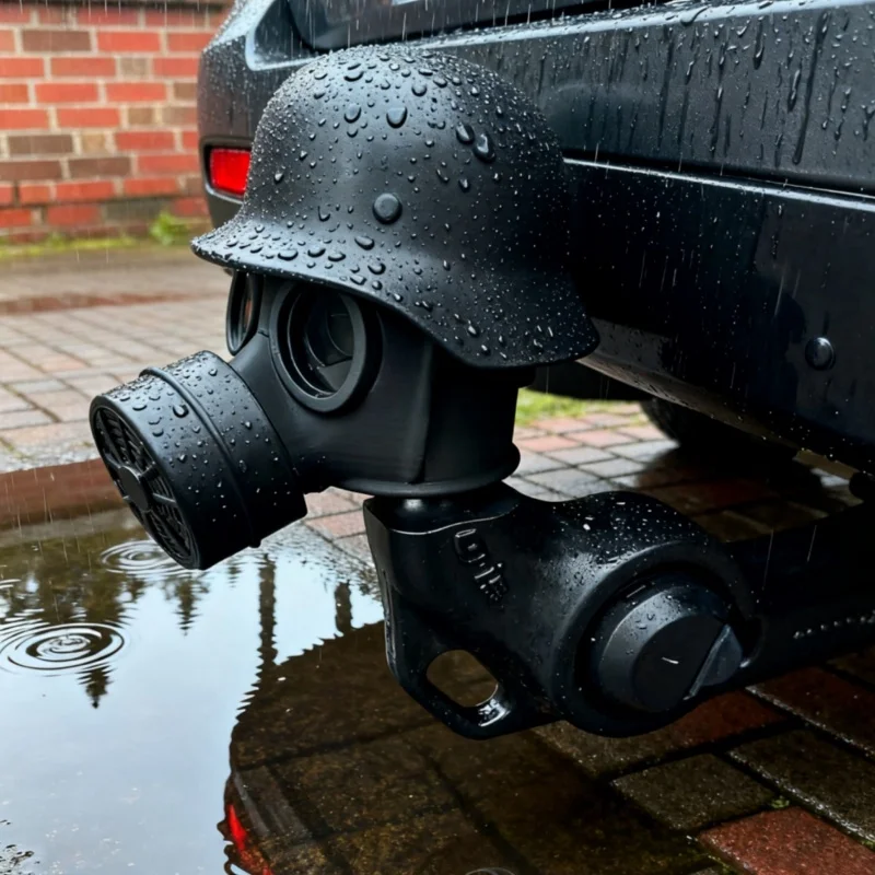 Luminous Trailer Hitch Cover 3D Printed Steel Helmet Gas Mask Universal Car Receiver Tube Rust Prevention Dust Plug