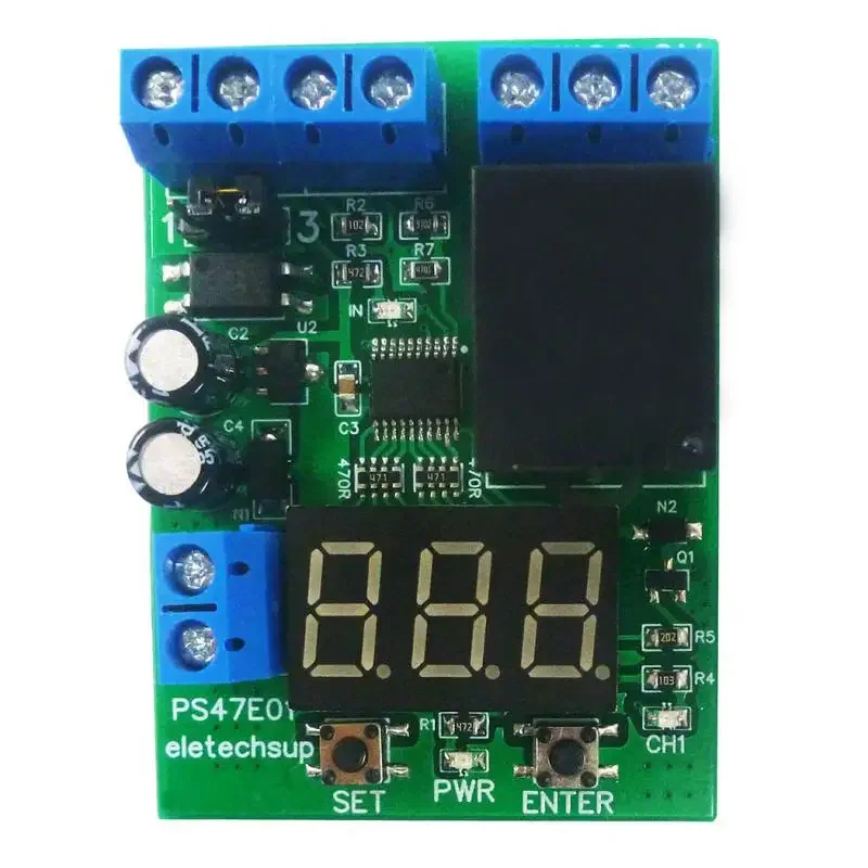 DC12V 24V PS47E01 LED Digital Relay Switch Control Board Relay Module Voltage Detection Charging Discharge Monitor Test