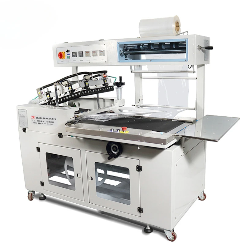 Type automatic heat shrinkable film sealing and cutting machine tableware gift box shrink sealing packaging machine