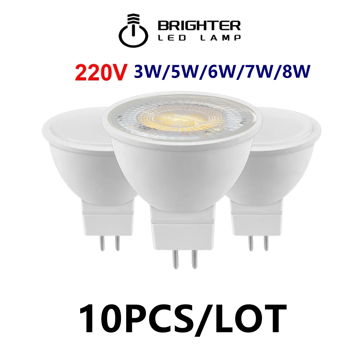 10pcs MR16 GU5.3 in-line spot light AC/DC 12V 3W-7W super bright warm white 3000k Track light can replace the 50W halogen