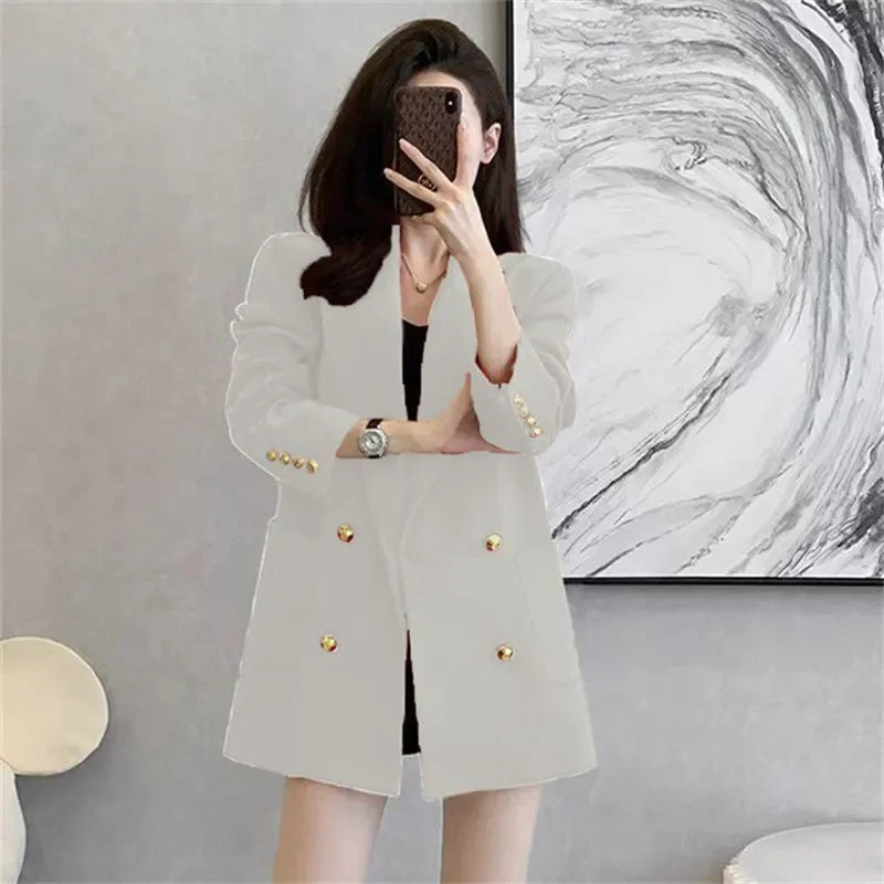 Chic Casual Giacca Sportiva Professionale Outwear Donna Primavera Autunno 2026 Nuovo Doppio Petto High-End Coreano Allentato Blazer Magliette E Camicette