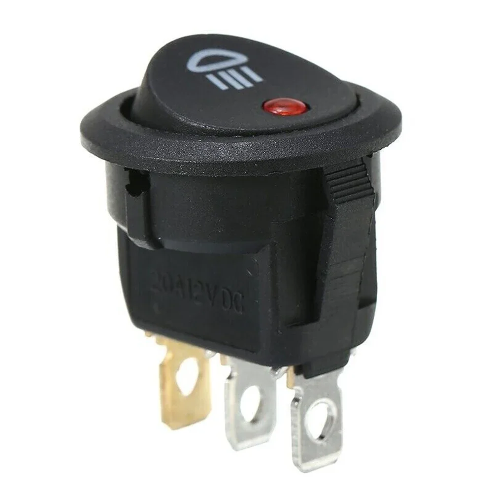 1PC Round Rocker Switch 12V 20A Round Toggle Switch 12 Volt DC Lighted 3 Pin 2 Way SPST Switch For Automotive Car Boat