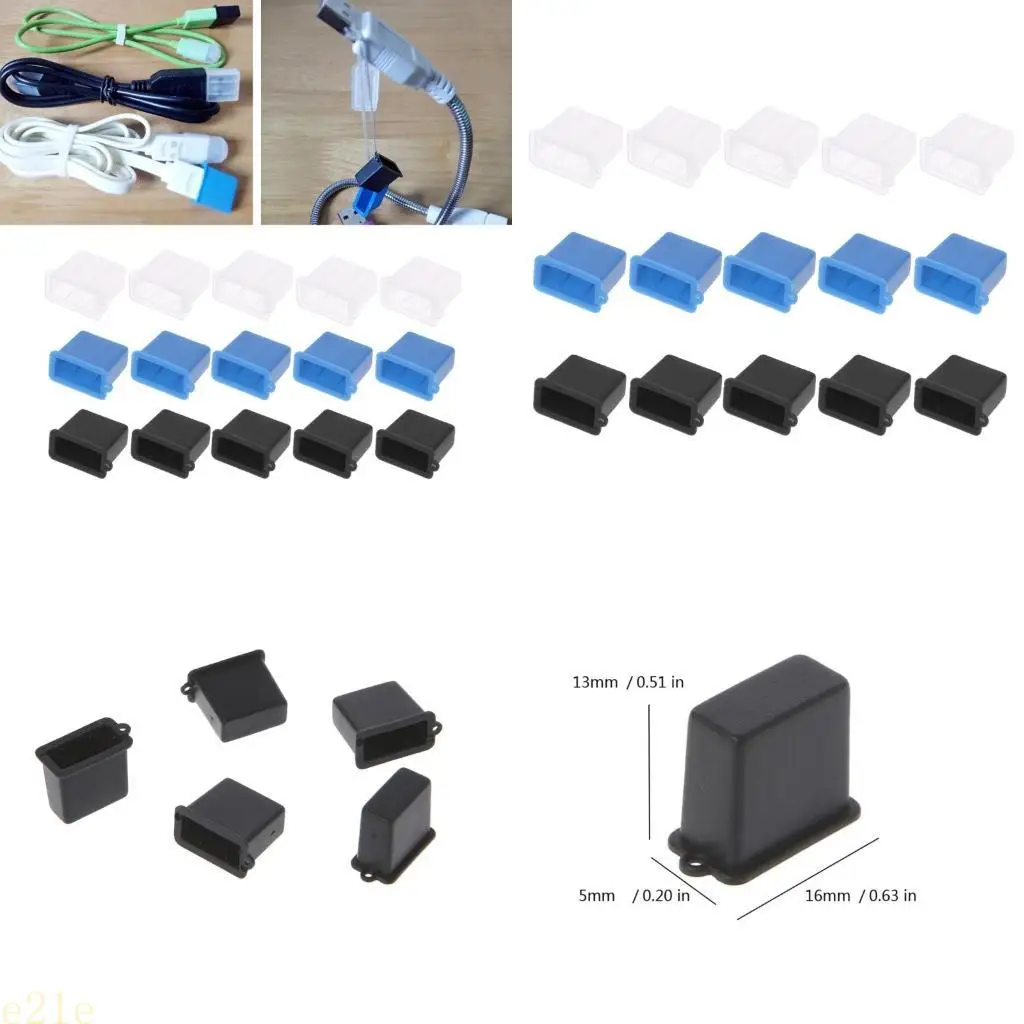 منفذ شحن E21E USB نوع منفذ شحن سد الغبار 5 PCS مجموعة من البلاستيك مجموعة من 5