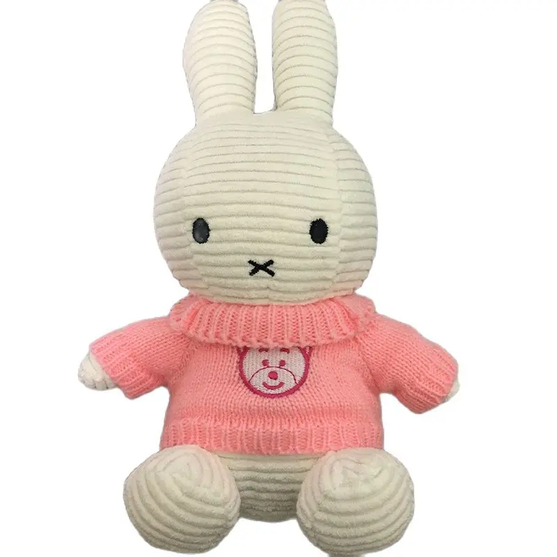 25cm White Rabbit Doll Toy with Clothes Kids Sleeping Back Cushion Cute Stuffed Bunny Baby Accompany Doll Companion Appease Toys